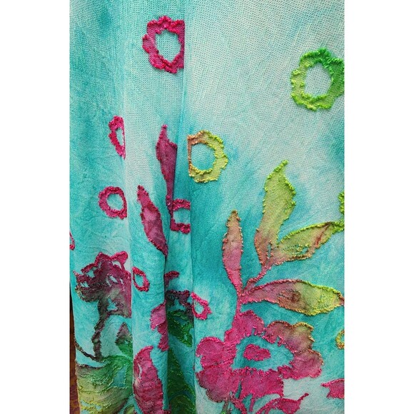 Kamana Blue Burn-out Top Size Large Boho Artsy - Picture 3 of 9